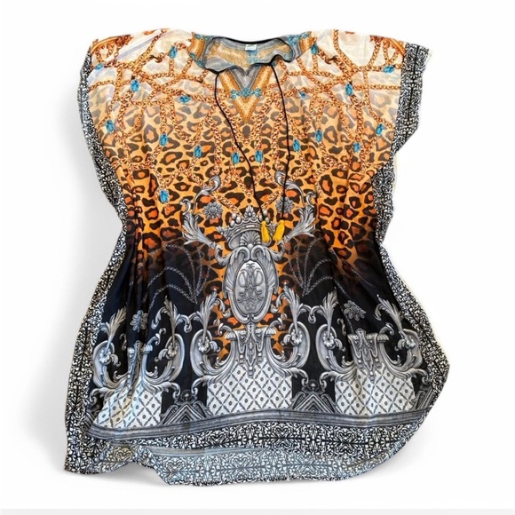 rima Tops - Exotic leopard print “Versace” inspired Kafton cover up